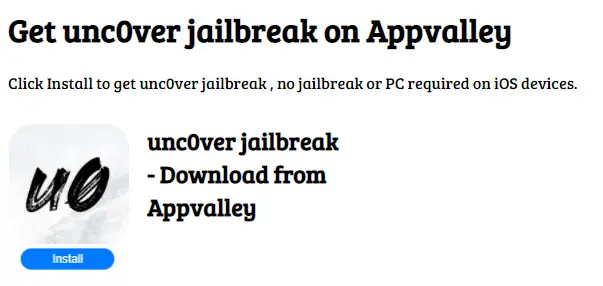 download unc0ver jailbreak iOS 14.8 Appvalley