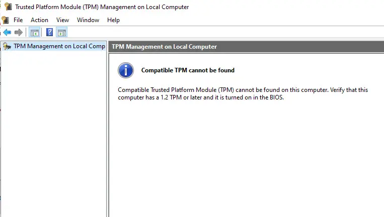 compatible TPM cannot be found