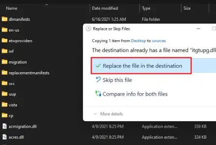 replacing windows 10 sources files with windows 11