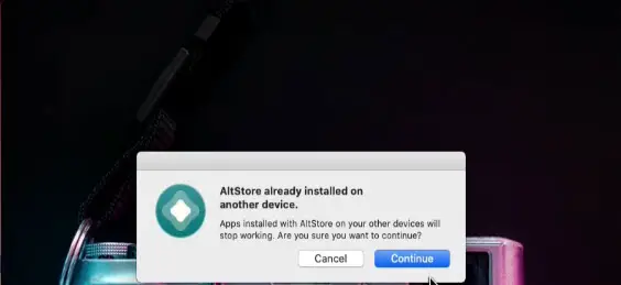 altstore is already installed on another device