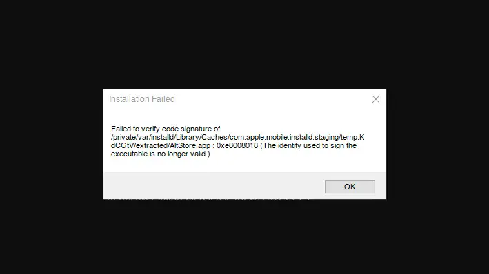 Fix AltStore Installation failed to verify code signature