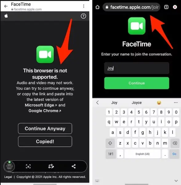 browser compatibility for facetime web