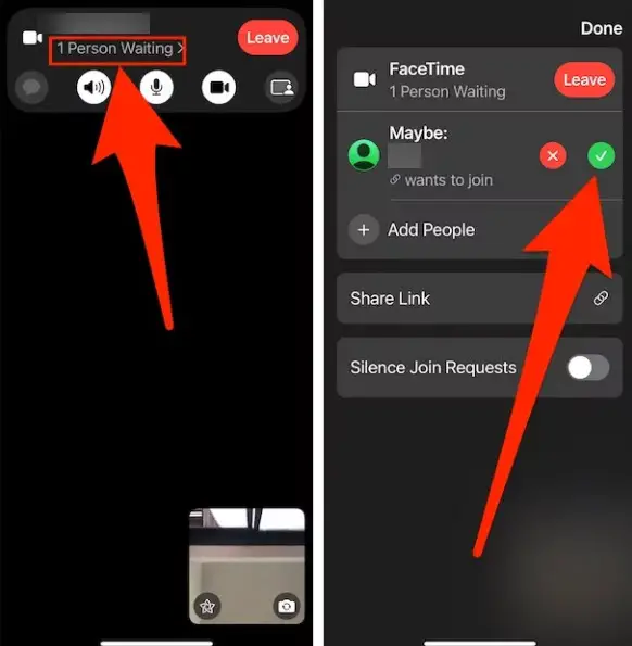facetime link not opening and stuck on circle