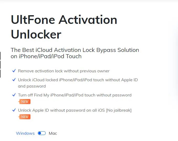 Ultfone Activation Unlocker Features