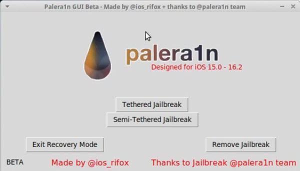 download palera1n gui windows linux iOS 15 16