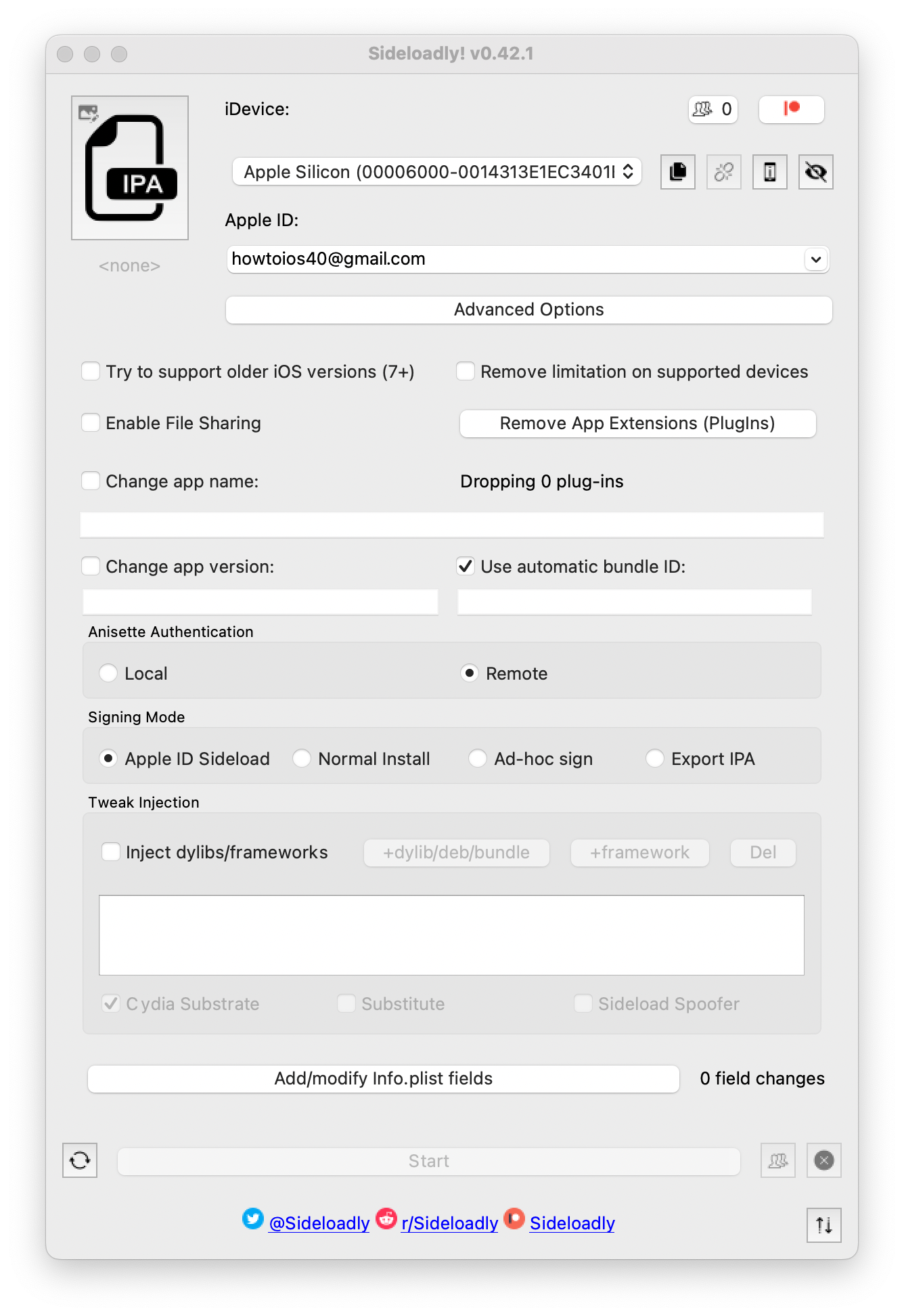 change sideloadly local anisette to remote