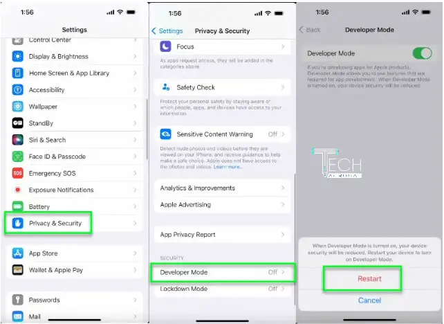 enable developer mode for sideloadly apps ios 17