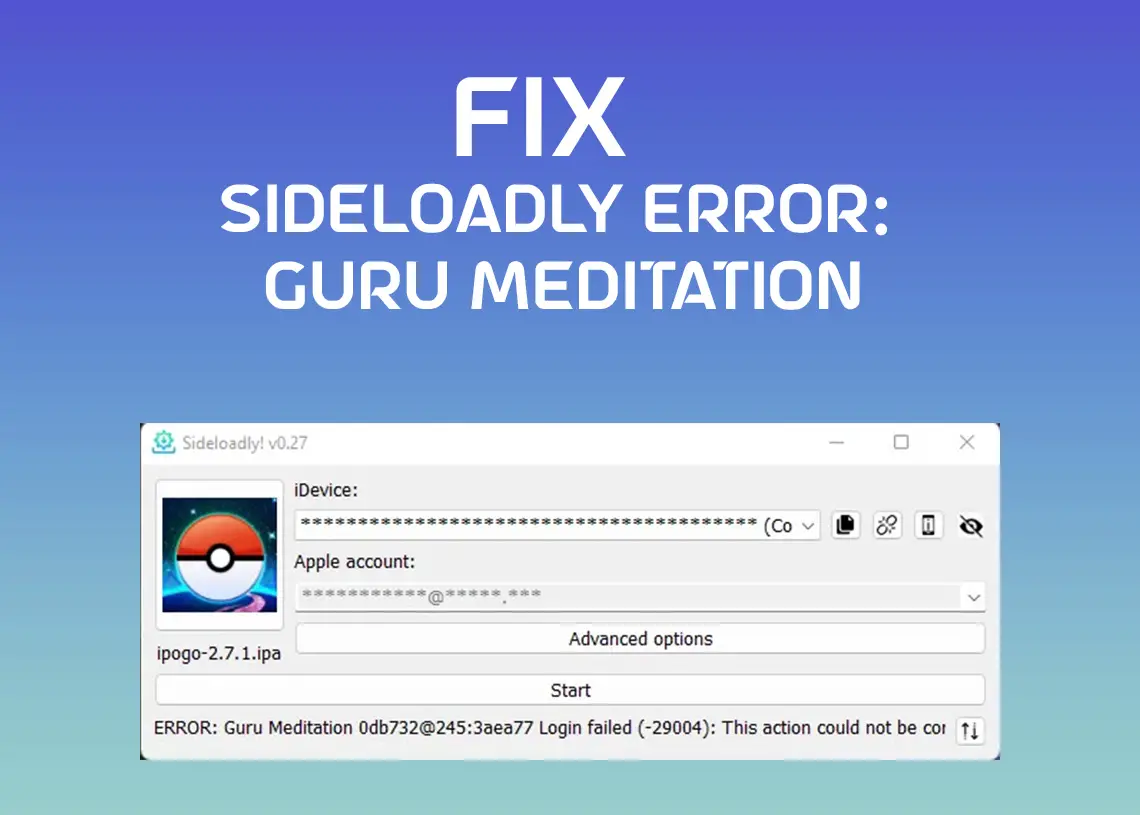 Fix Sideloadly Error Guru Meditation Login Failed